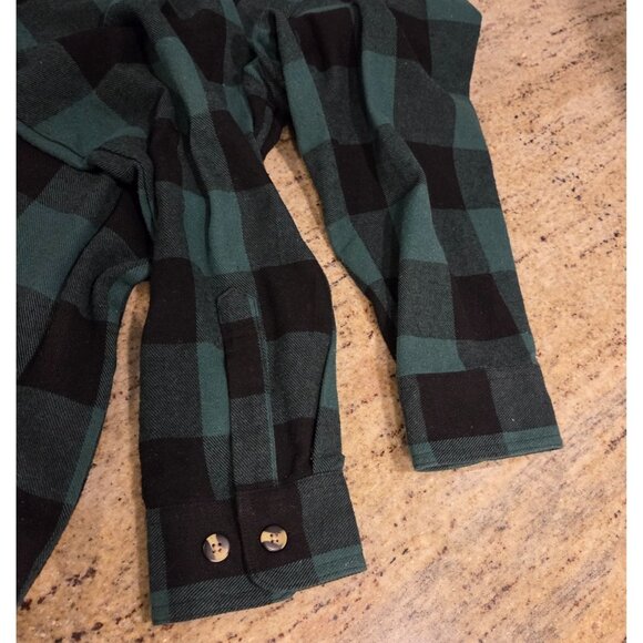 Hickory Shirt Co Pullover Mens XL Green Buffalo Plaid 1/2 Zip Flannel Outdoors - Picture 10 of 13